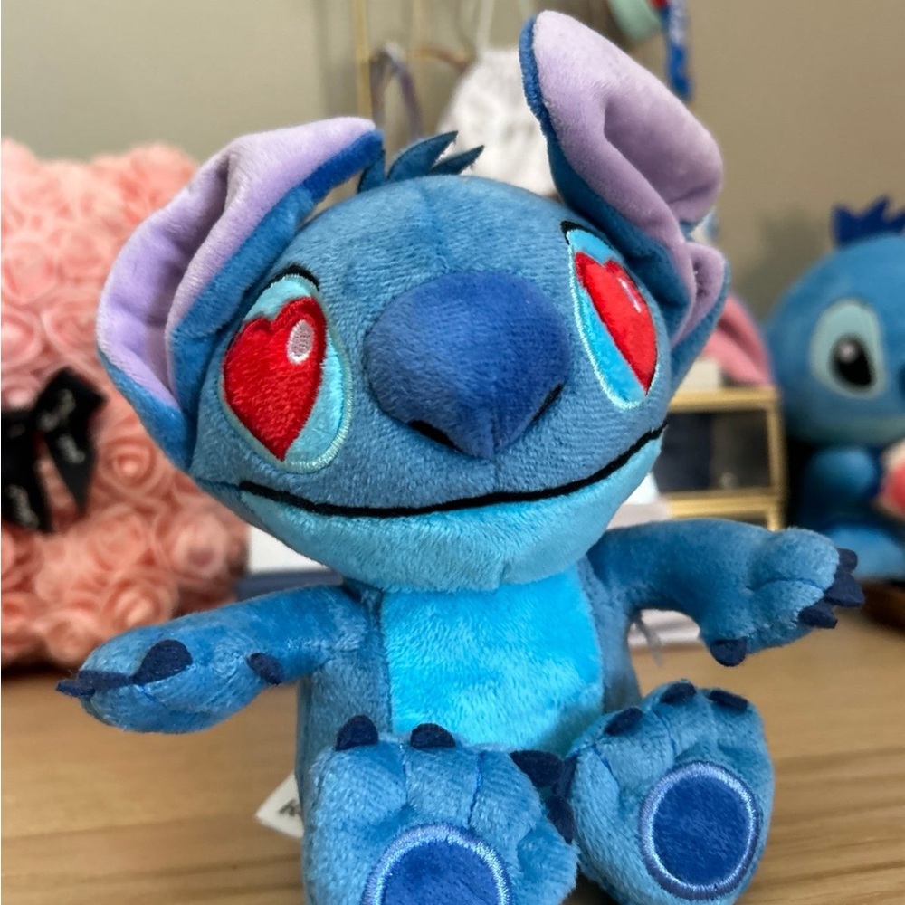 Disney Blue Stitch Plush with Red Heart Eyes - Purple Ear Accents